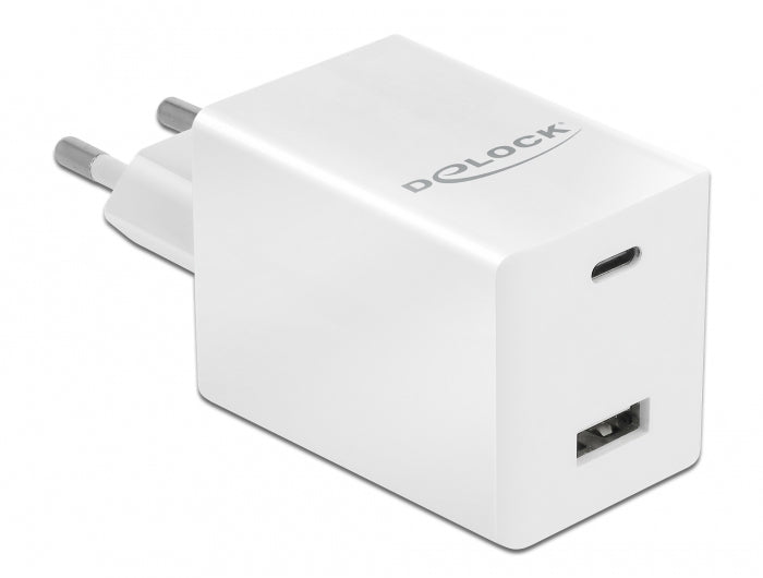 DeLOCK USB-Ladegerät 48 W – USB-C×1, USB-A×1 – PD 3.0, GaN, EU-Stecker (Typ C)