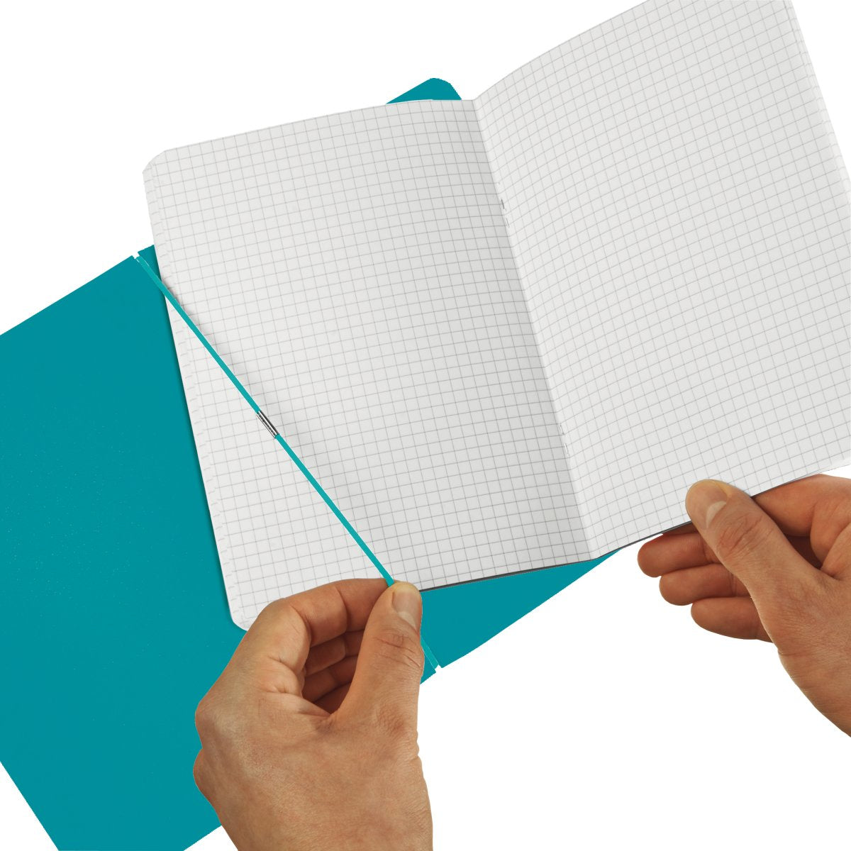 Herlitz Notizheft – A5 – kariert – 40 Blatt – 80 g/m² – Hardcover, Gummiband – türkis