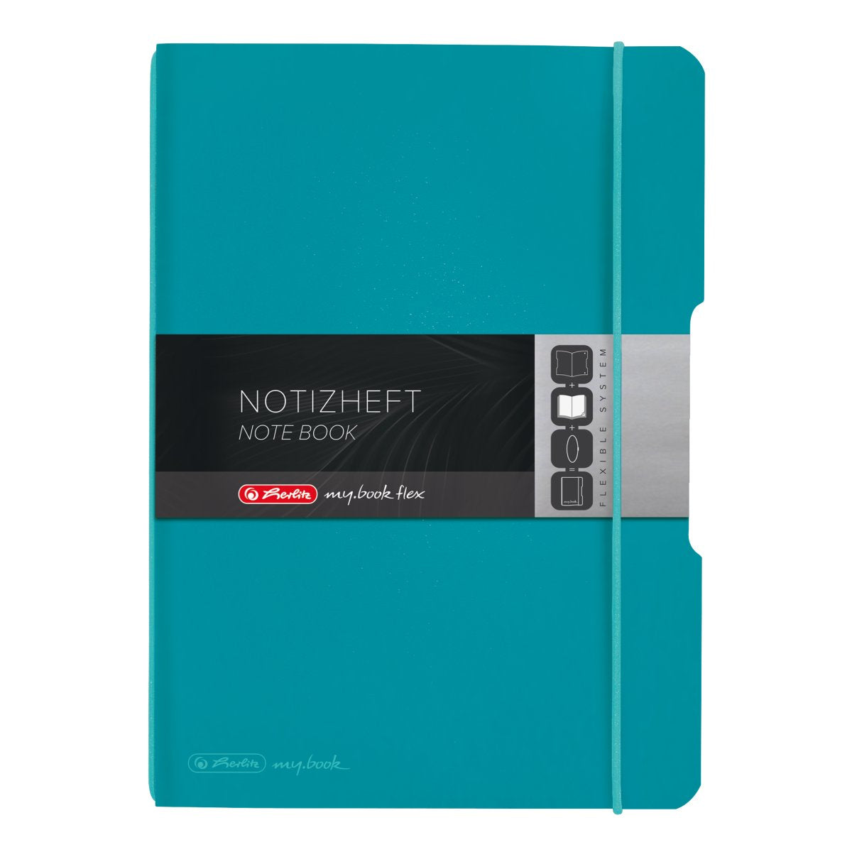 Herlitz Notizheft – A5 – kariert – 40 Blatt – 80 g/m² – Hardcover, Gummiband – türkis