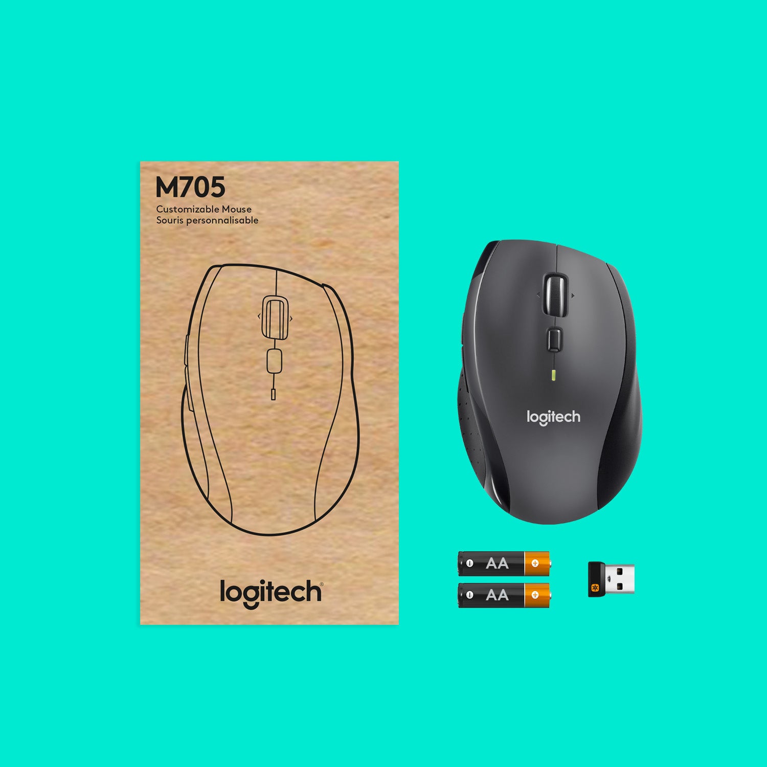 Logitech M705 – Maus – Kabellos (2,4 GHz), 1000 DPI, rechts, Anthrazit
