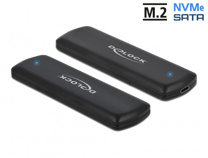 DeLOCK 1-Bay SSD-Gehäuse – USB 3.2 Gen 2 (10 Gbit/s), USB-C, für M.2 NVMe/SATA (Key M)