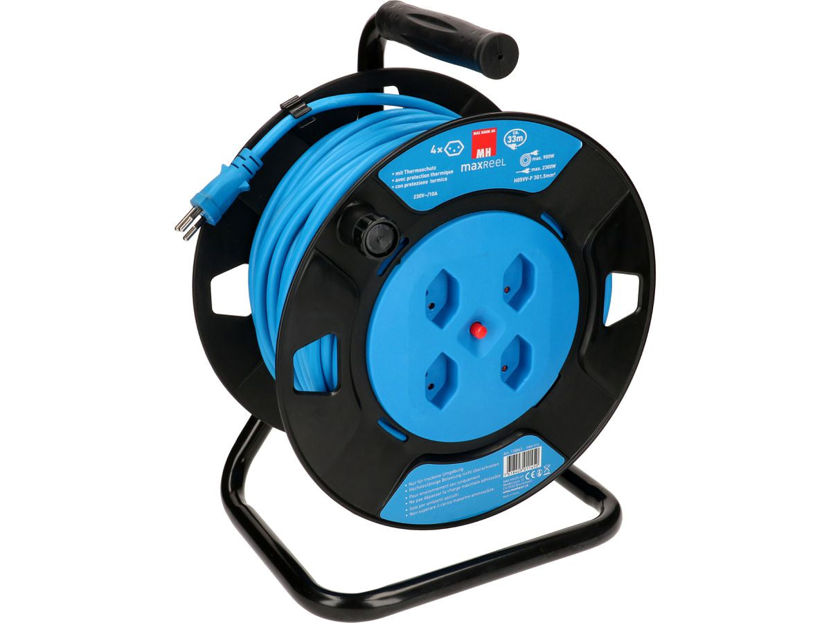 Max Hauri AG Max Hauri Kabelrolle, 33 m, 4×T13, Thermoschutz, Eingang T12 – Schwarz