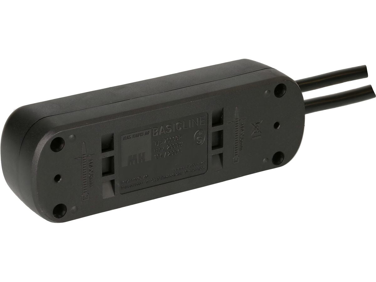 Max Hauri AG Max Hauri Basic-Line Steckdosenleiste, 3×T13, ohne Schalter, 1,5 m, Eingang T12 – schwarz
