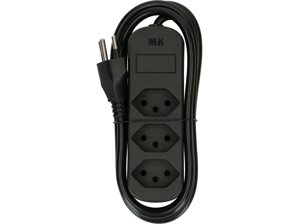 Max Hauri AG Max Hauri Basic-Line Steckdosenleiste, 3×T13, ohne Schalter, 1,5 m, Eingang T12 – schwarz