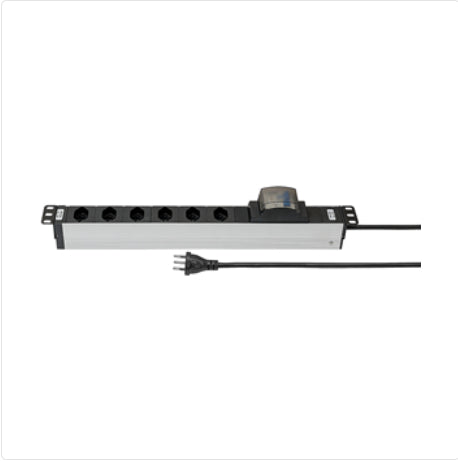 Steffen ALU Modular Steckdosenleiste, 6×T13, ohne Schalter, 3 m, IP20, Eingang T12 – silber