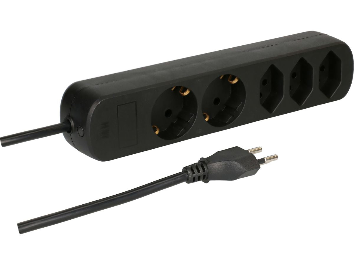 Max Hauri AG Max Hauri Basic-Line – Steckdosenleiste, 5× T13, ohne Schalter, 1,5 m, Stecker T12