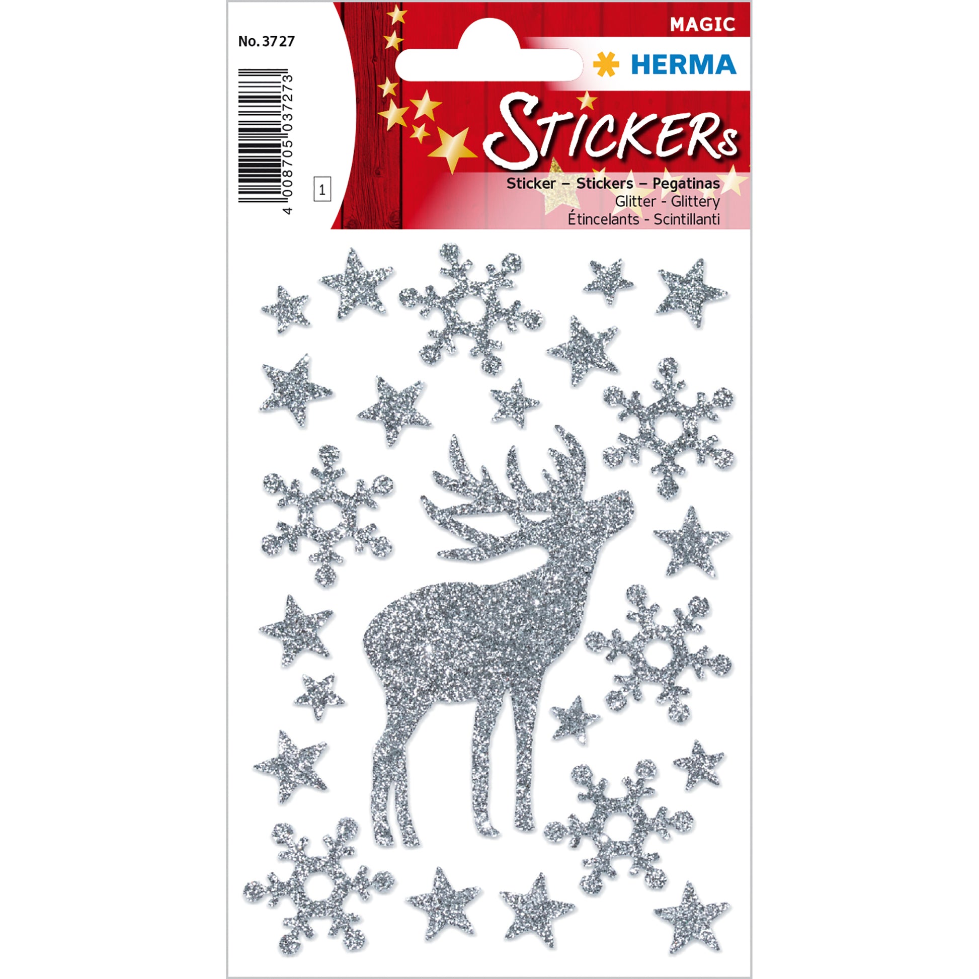 HERMA Schmucketiketten Hirsch – 20 Stück – permanent – Silber