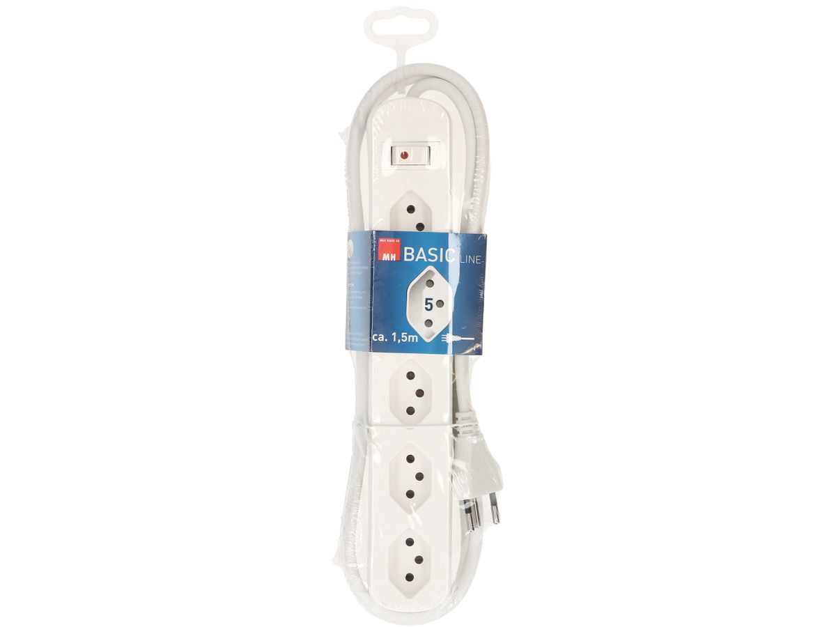 Max Hauri AG Max Hauri Basic-Line – Steckdosenleiste, 5× T13, mit Schalter, 1,5 m, Stecker T12