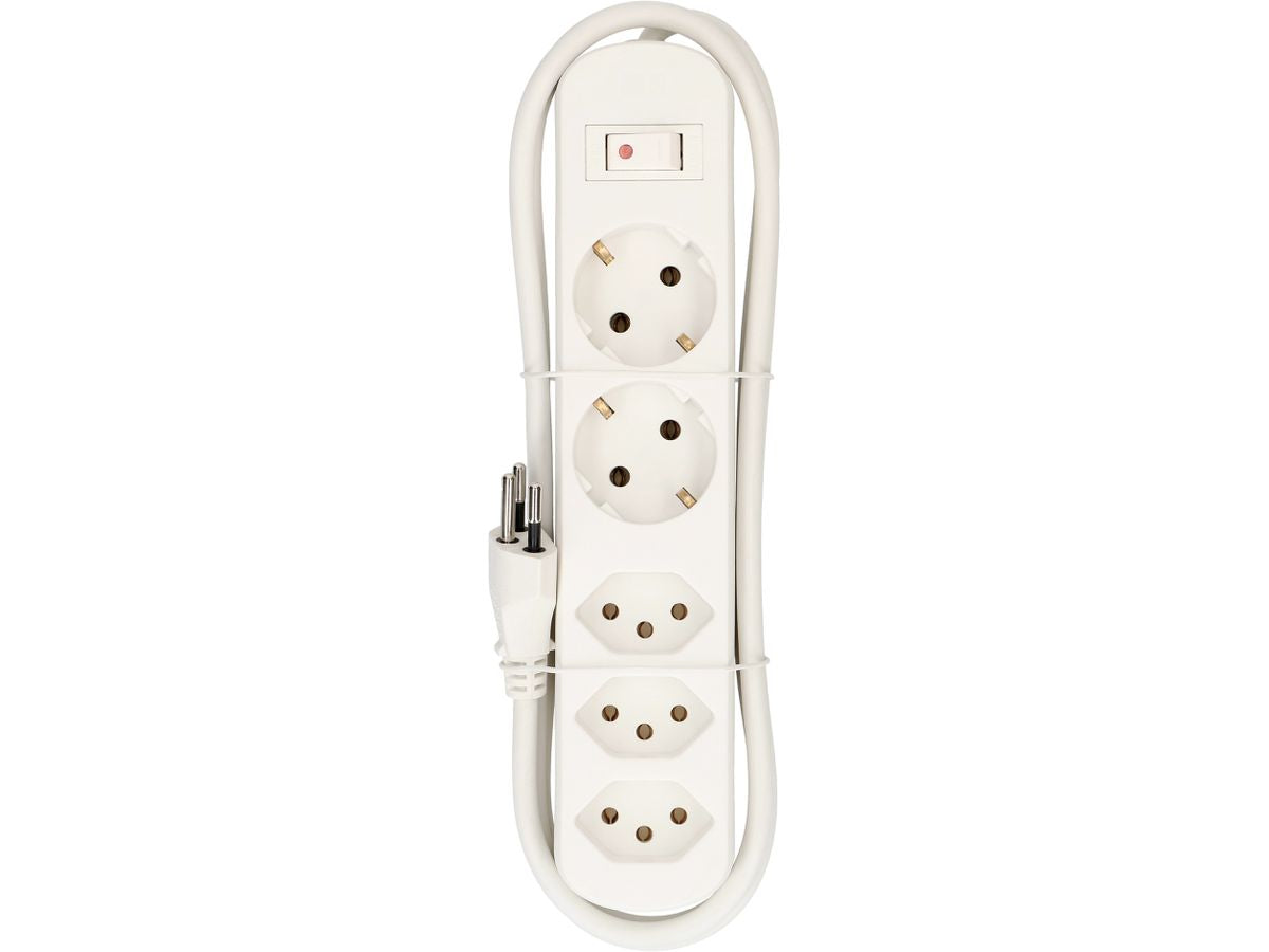 Max Hauri AG Max Hauri Basic-Line – Steckdosenleiste, 5× Schuko (Typ F), mit Schalter, 1,5 m, Stecker T12