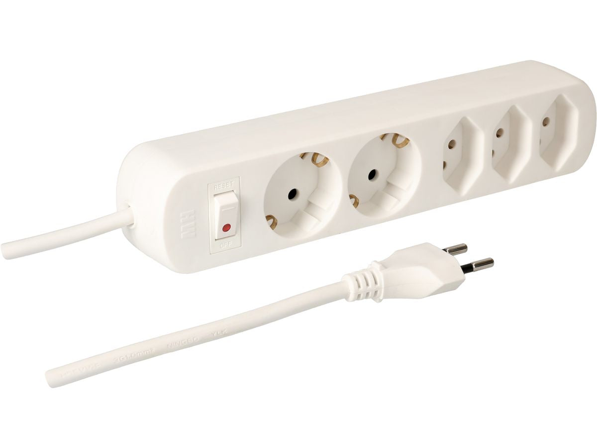 Max Hauri AG Max Hauri Basic-Line – Steckdosenleiste, 5× Schuko (Typ F), mit Schalter, 1,5 m, Stecker T12