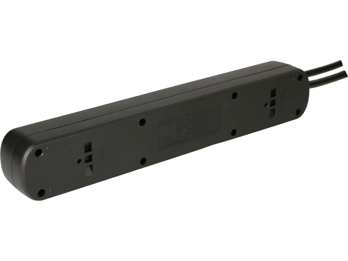 Max Hauri AG Max Hauri Basic-Line Steckdosenleiste, 5×T13, mit Schalter, 1,5 m, Überstromschutz, Eingang T12 – schwarz