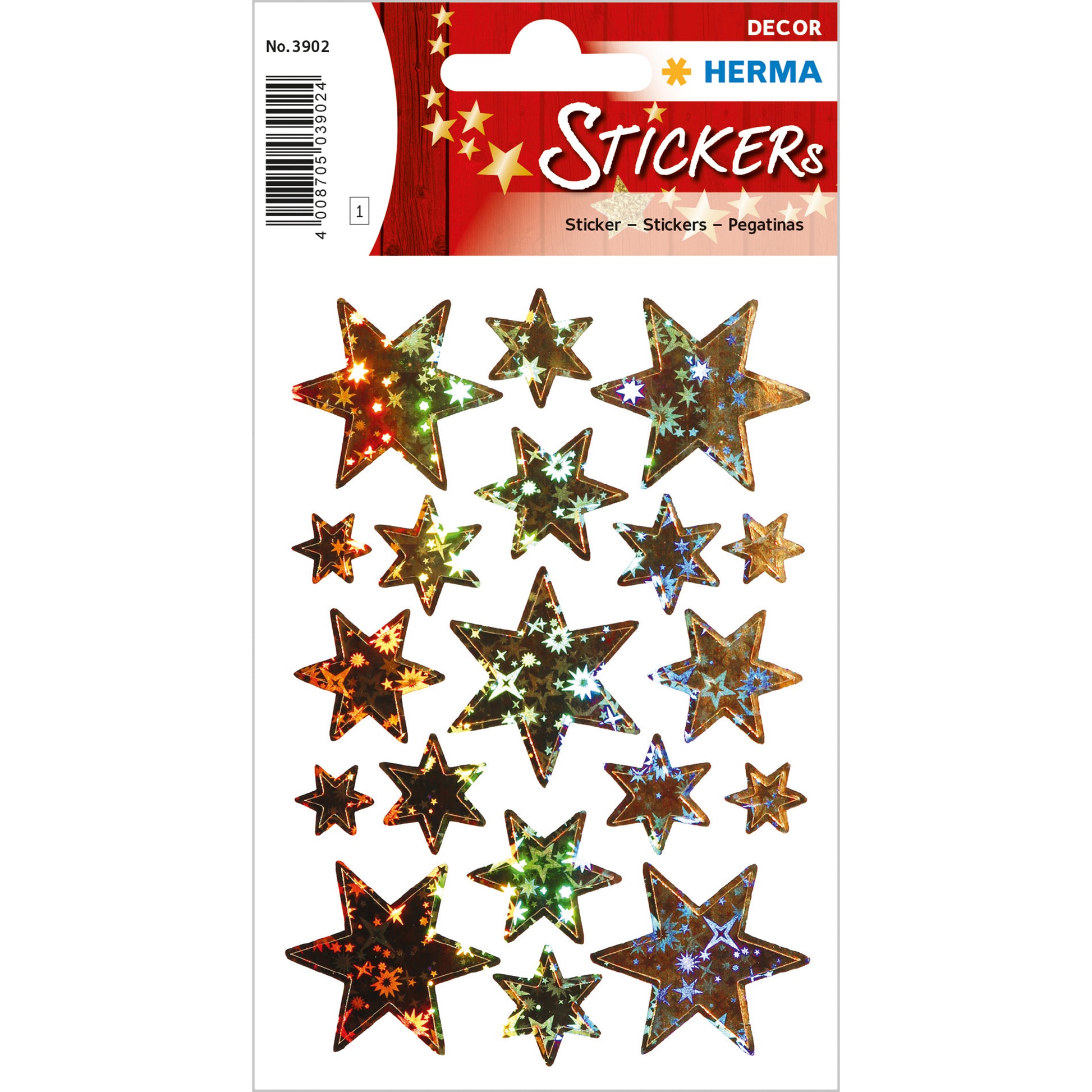 HERMA Schmucketiketten – Sterne – 19 Stück – permanent – Gold