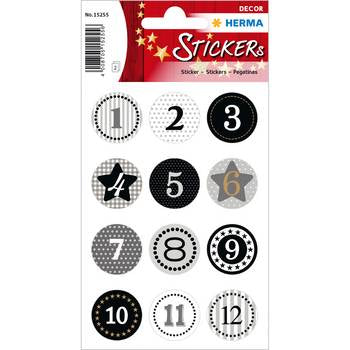 HERMA Geschenketiketten – Adventskalender 1-24 – 24 Etiketten – permanent, Papier – Bogen 84 × 120 mm