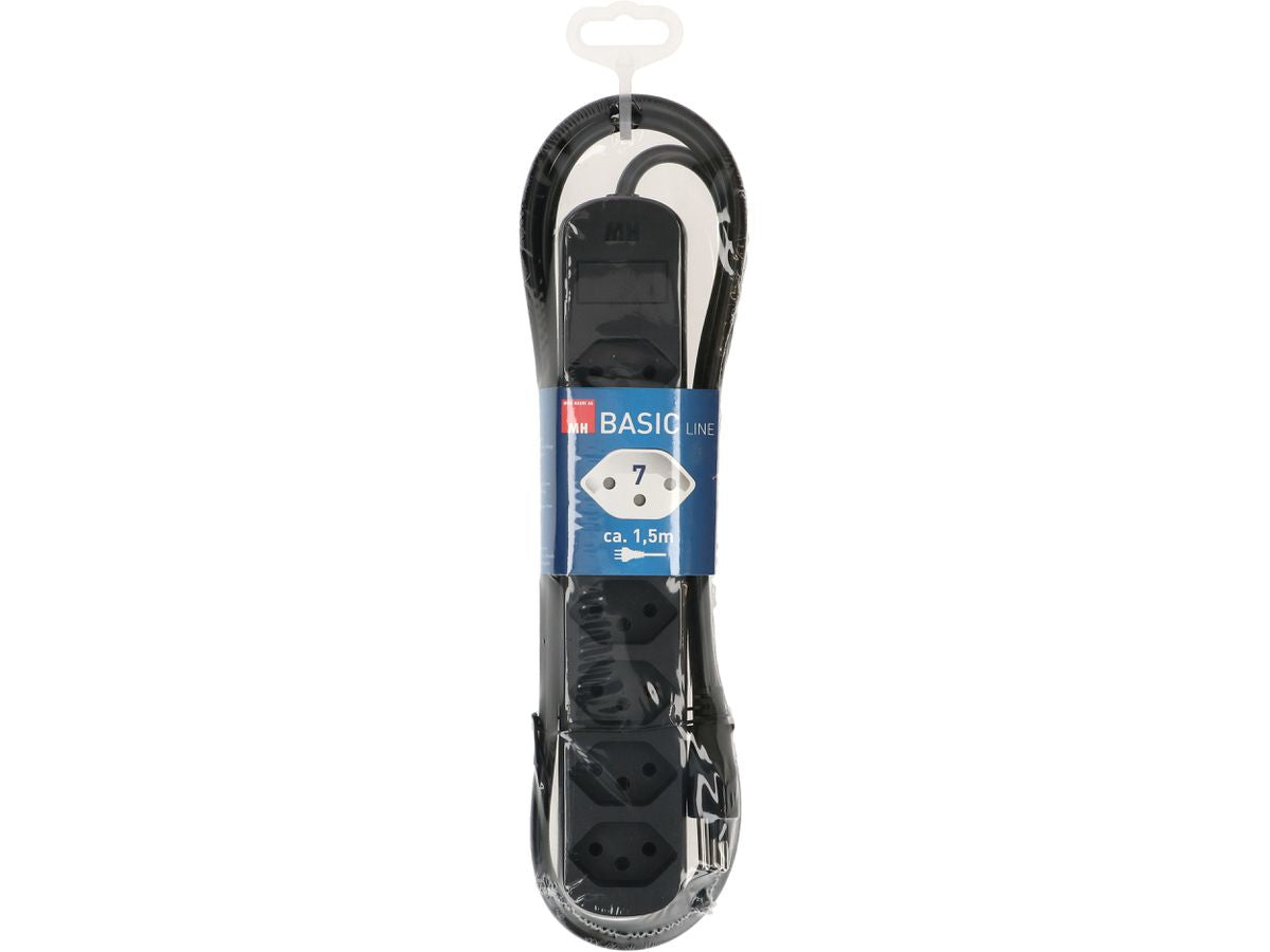 Max Hauri AG Max Hauri Basic-Line Steckdosenleiste – 7-fach, 1,5 m – Schwarz