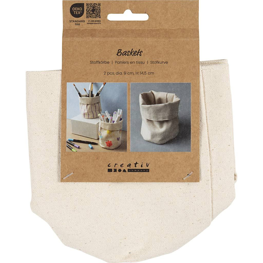 Creativ Company Aufbewahrungskorb – Baumwolle – Hellbeige – 90 × 145 × 90 mm – 2-teiliges Set