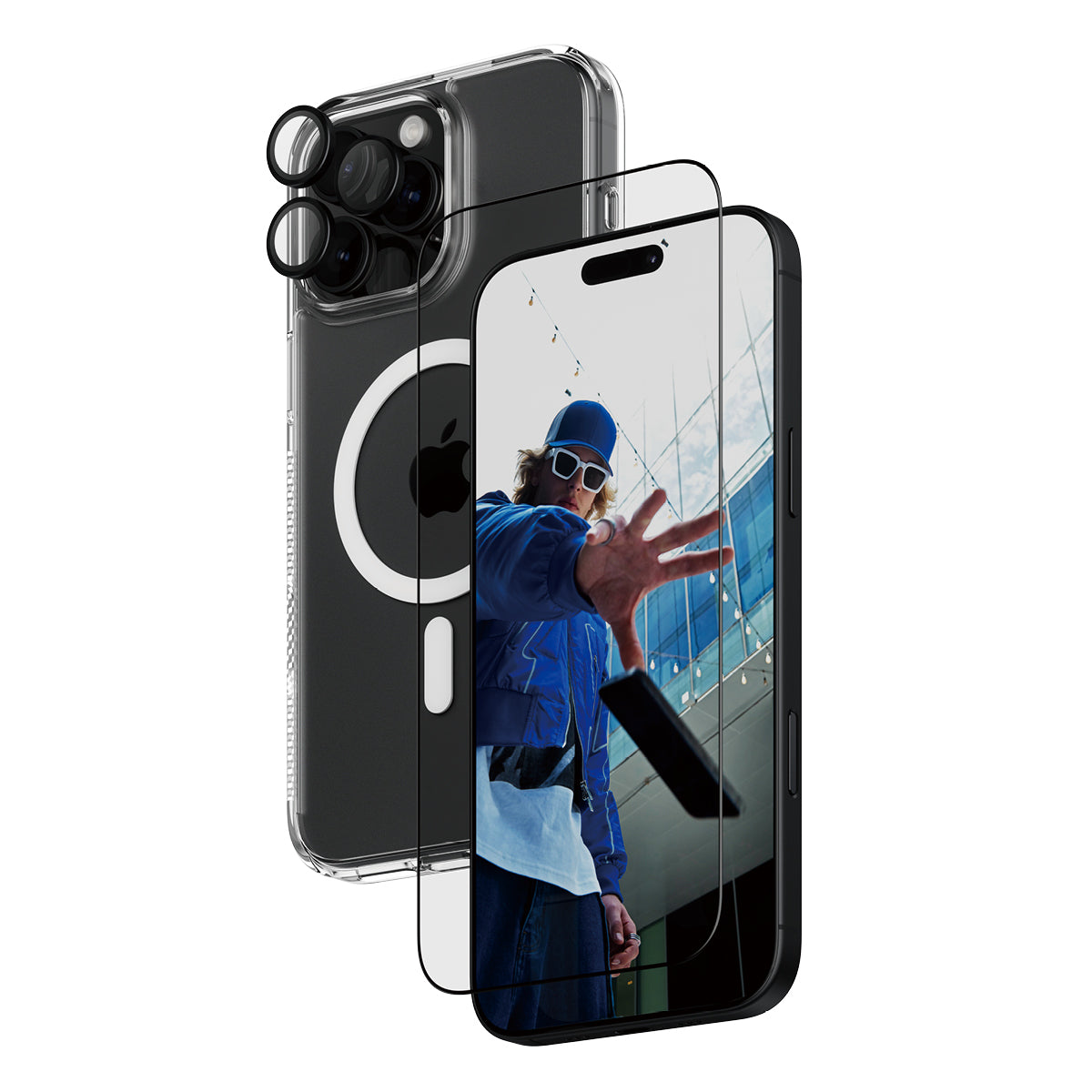 PanzerGlass Schutz-Set 3-in-1 – für Apple iPhone 16 Pro Max, kratzresistent, schockresistent, Hartglas