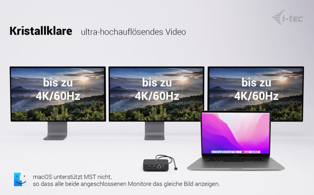 i-tec Dockingstation – USB-C, 1× DP, 2× HDMI, 5× USB-A, 100 W PD, GbE, 3,5 mm Audio, für Windows/Mac/Linux