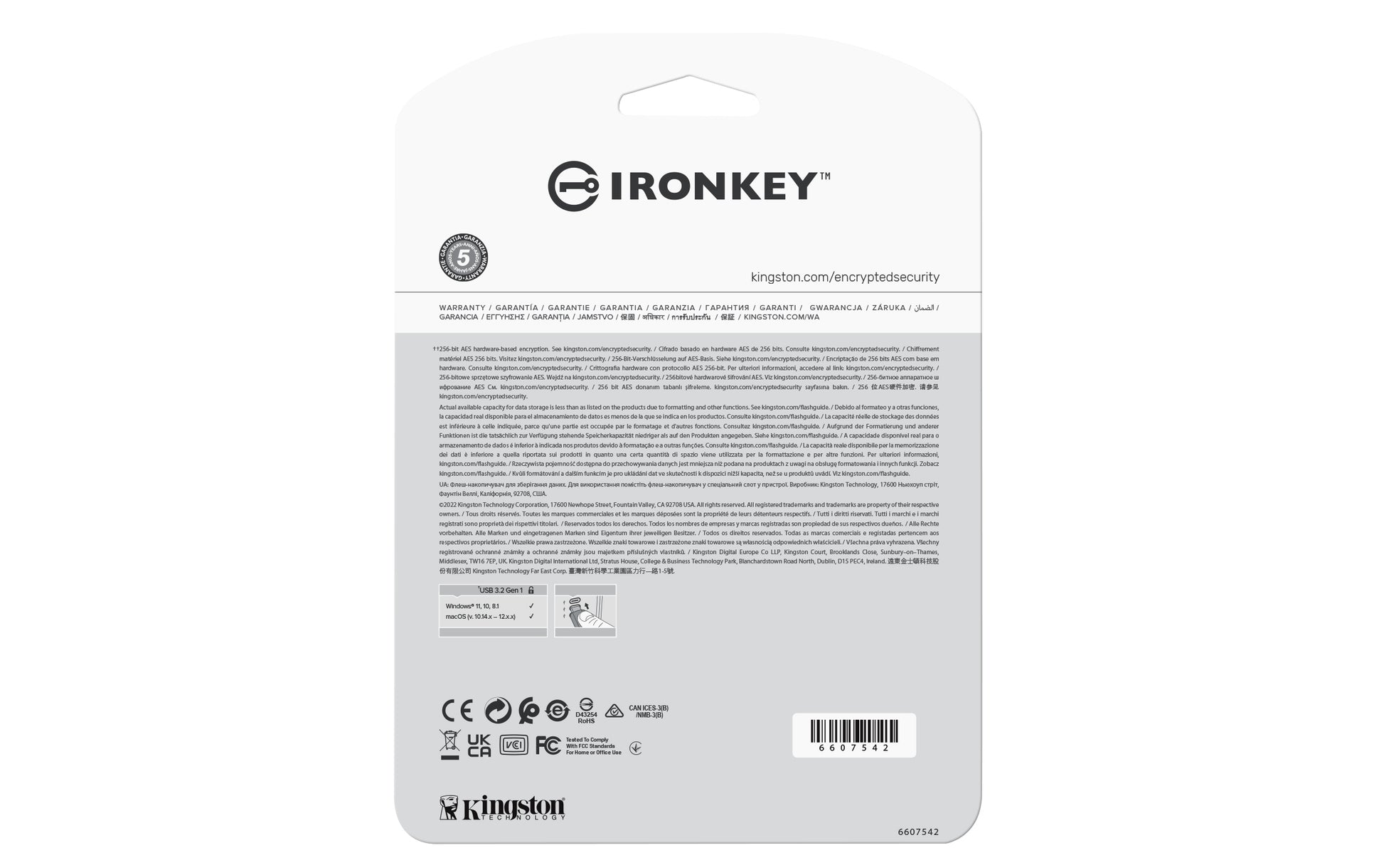 Kingston Technology Kingston IronKey Vault 50C USB-Stick – 512 GB, USB-C, hardwareverschlüsselt (AES-256, FIPS 197)