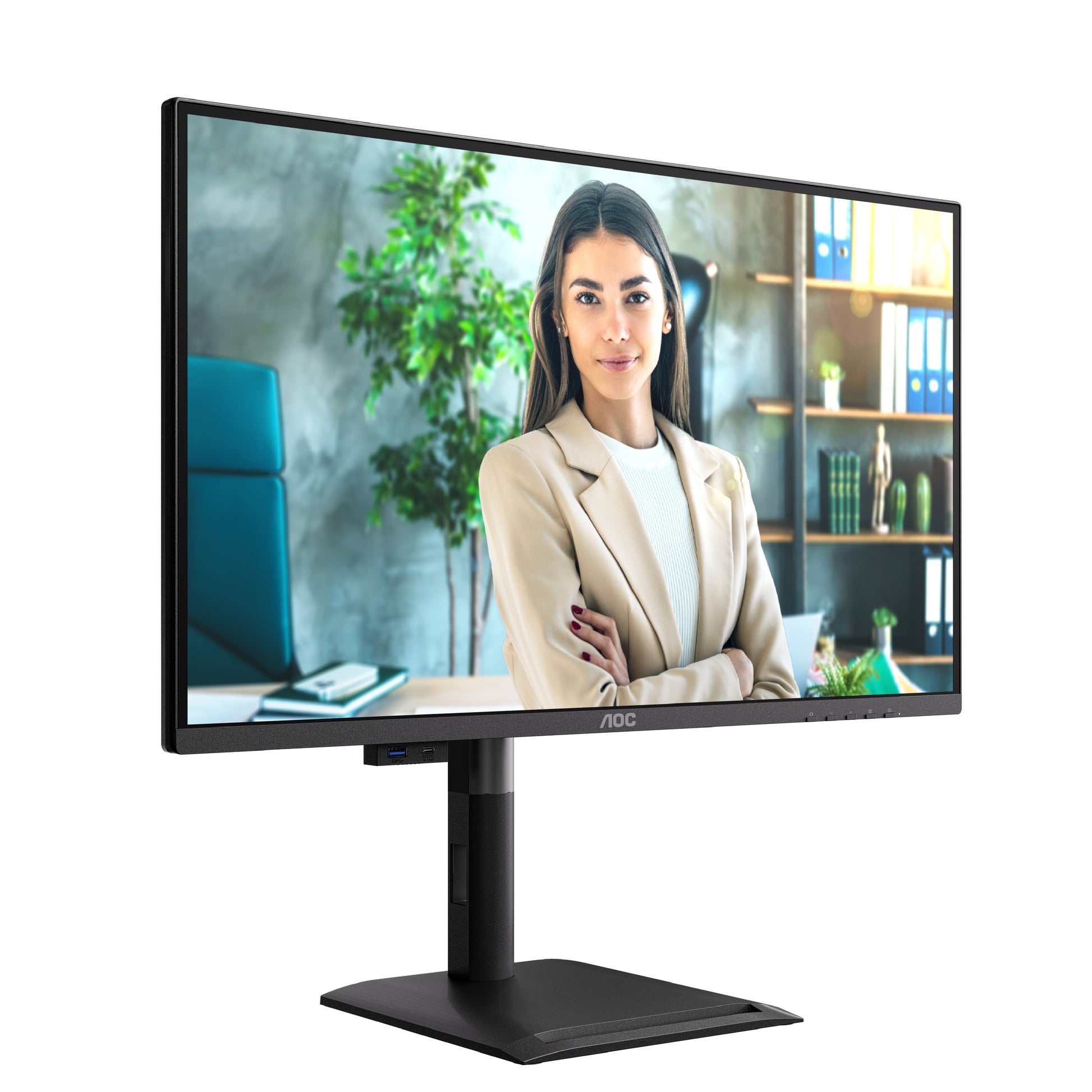 AOC Q27P4U – Monitor, 27", 2560 × 1440 (WQHD), IPS, 120 Hz, 350 cd/m², USB-Hub, Adaptive Sync, Schwarz
