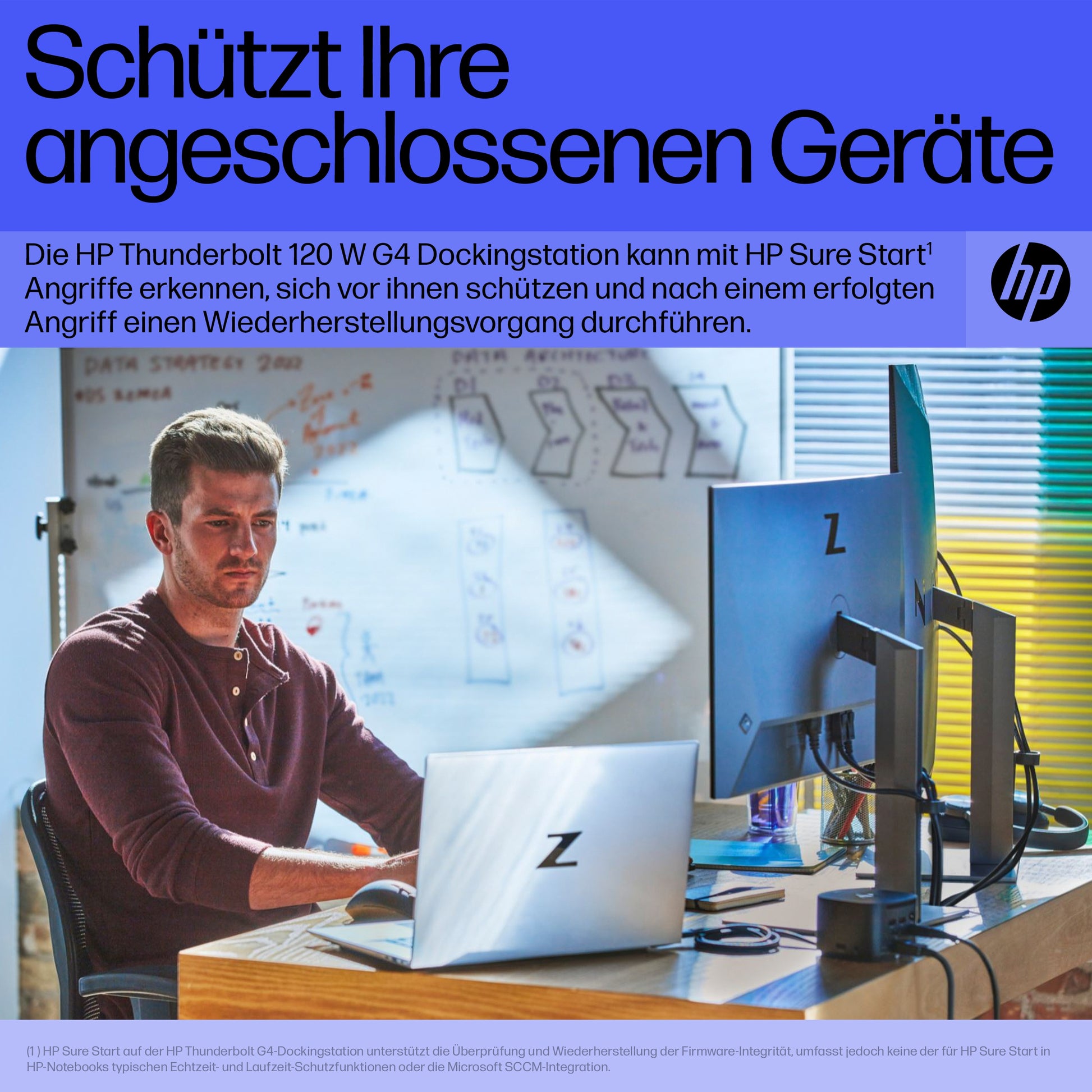 HP G4 Dockingstation – Thunderbolt 4, 2× DP, 1× HDMI, 4× USB-A, 1× USB-C, 120 W PD, GbE, für Windows/Mac