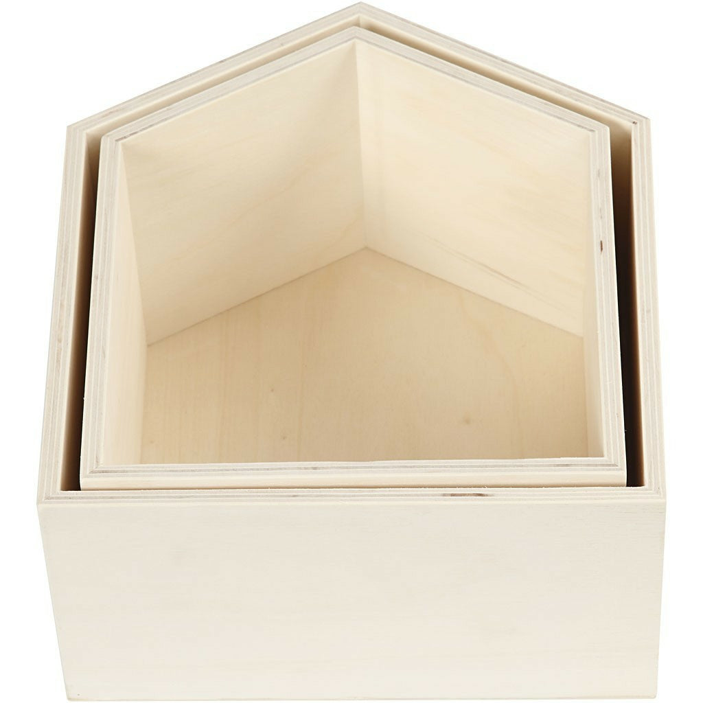 Creativ Company Aufbewahrungsbox Haus – Sperrholz – Braun – 225 × 250 × 125 mm – 2 Stück