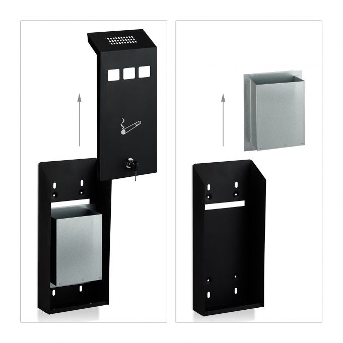 Relaxdays Wandaschenbecher – 0,8 l – Metall, rechteckig – schwarz