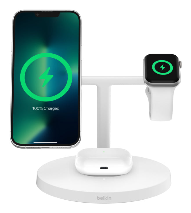Belkin BOOST CHARGE PRO 3-in-1 Ladestation – 15 W, Qi2, magnetisch – für Apple Watch