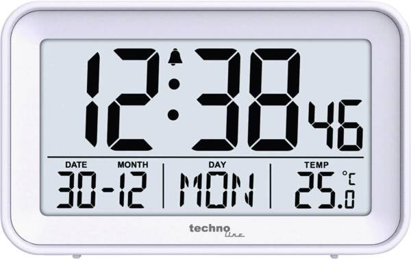 Technoline Digitalwecker – Snooze, Thermometer, 10,5 × 7 × 4,5 cm, Weiss