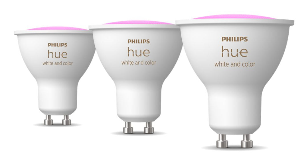 Philips Hue LED-Leuchtmittel GU10 3er-Pack – 4,2 W dimmbar, 2000–6500 K, für Zigbee, HomeKit und Alexa