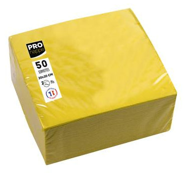 PRONAPPE Servietten gelb – 20 × 20 cm, 2-lagig – 50 Stück