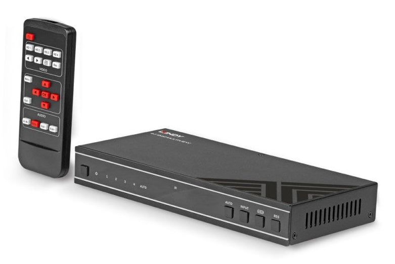 Lindy 4×1 Multiview – HDMI-Switcher 4×1, 4K @60 Hz, Multiview, Seamless Switch