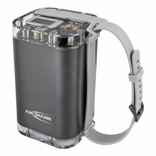 Ansmann Powerbank 40000 mAh, PD 100 W, 2× USB-C, 2× USB-A, LED Lampe, IP67, TFT-LCD, Silber