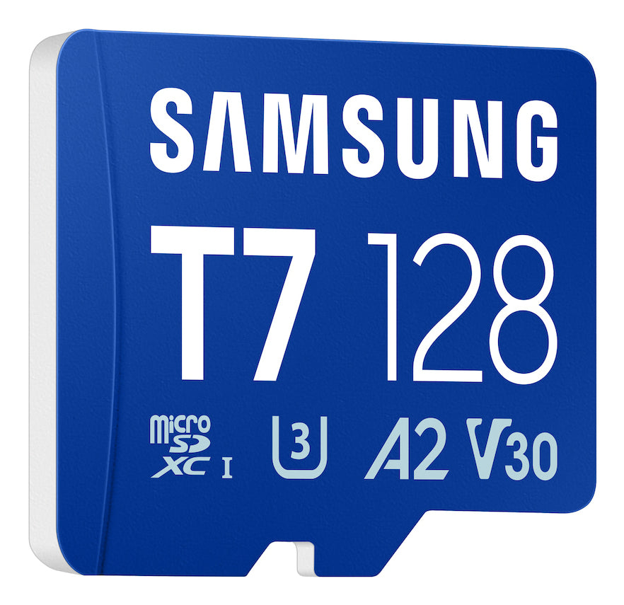 Samsung T7 microSDXC 128 GB – UHS-I, U3, V30, A2, 170 MB/s Lesen, Blau