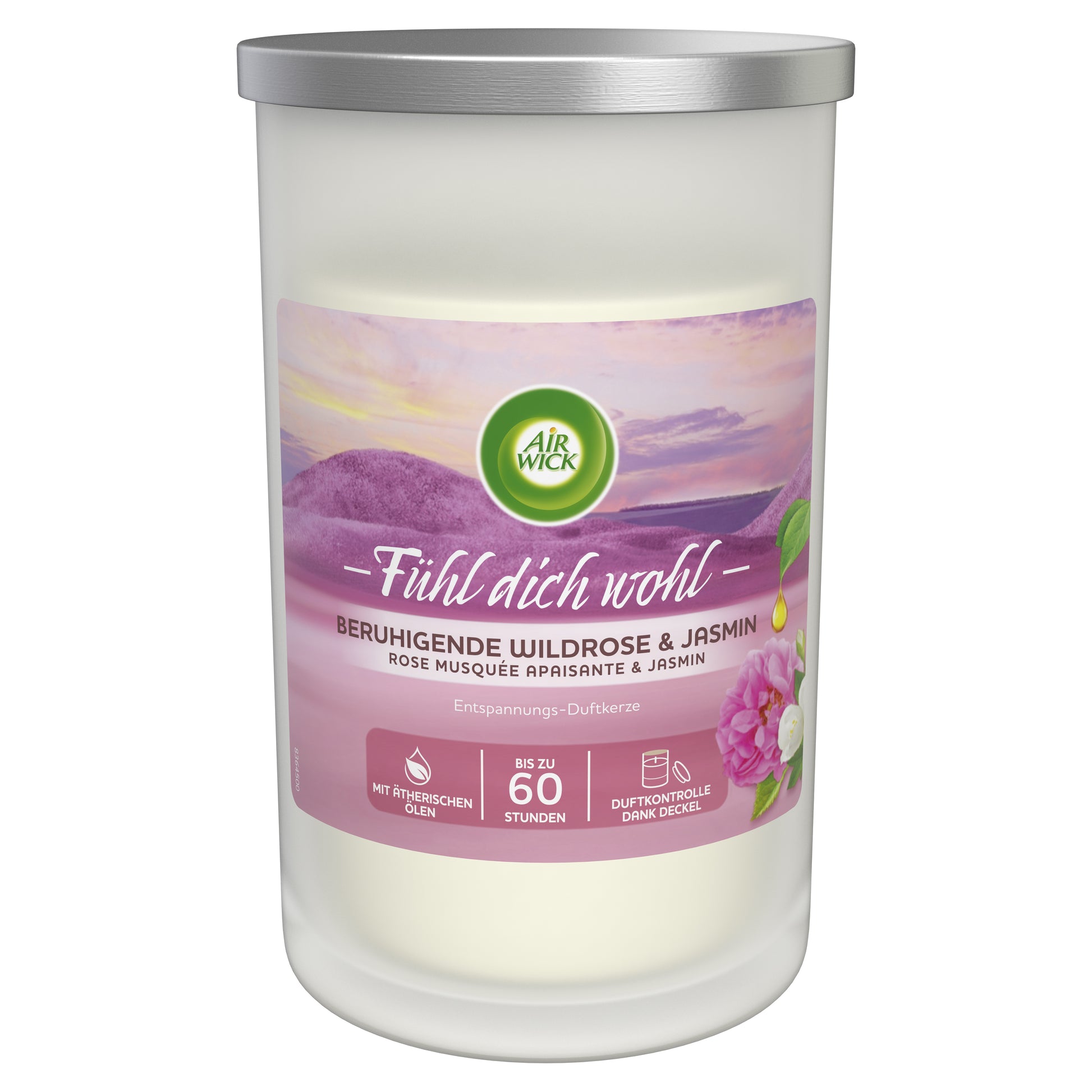 Air Wick Beruhigende Wildrose & Jasmin – Duftkerze, 60 h