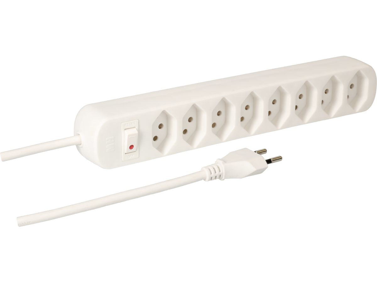 Max Hauri AG Max Hauri Basic-Line V2 – Steckdosenleiste, 8× T13, mit Schalter, 1,5 m, Stecker T12