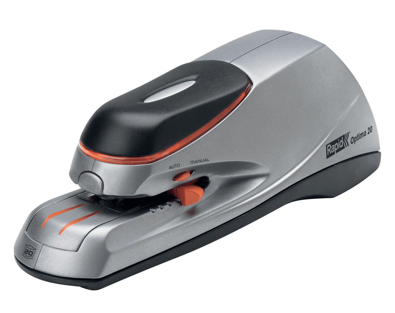 Rapid Optima 20E – Elektrischer Hefter, geschlossene Heftung, Einlegetiefe 42 mm, Weiss/Grau/Blau