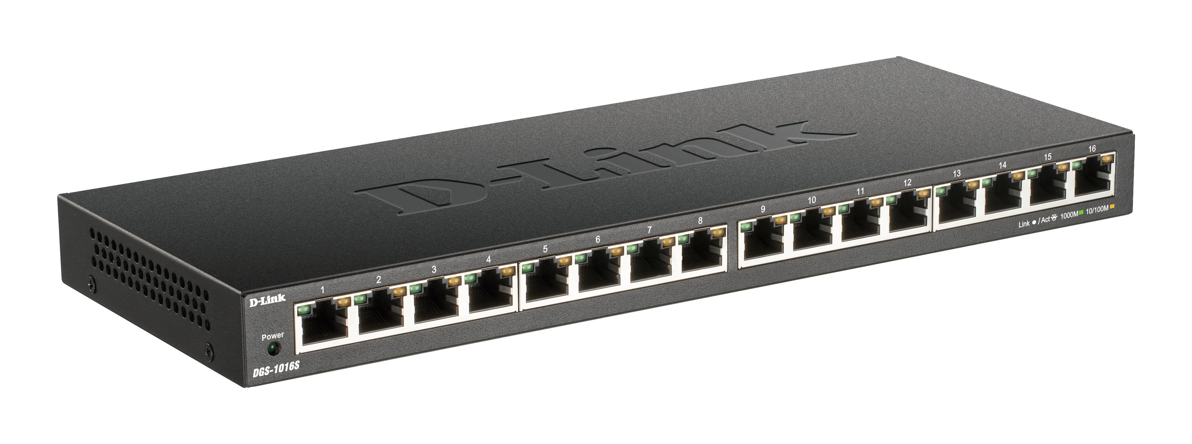 D-Link DGS-1016S – Switch – 16×GbE, Desktop, Schwarz