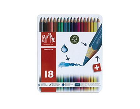 Caran d-Ache Caran d'Ache Aquarellfarbstifte Fancolor – 18 Farben, im Metalletui, Ø 2,8 mm, FSC