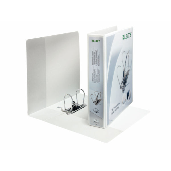 Leitz 180° Präsentationsringbuch – 2-Ring – für A4 – Rückenbreite 8 cm – Weiss