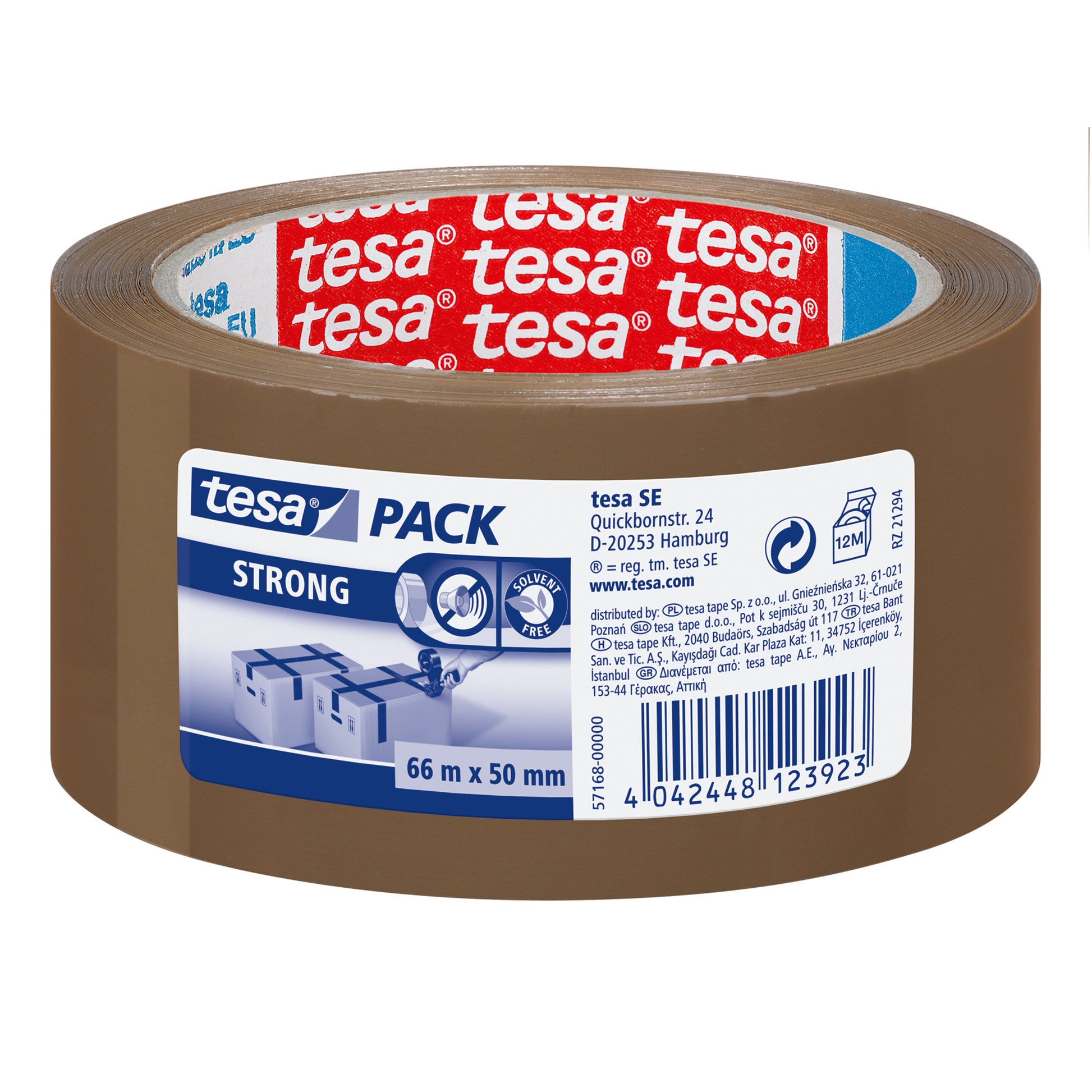 tesa Verpackungsband – 50 mm × 66 m, braun, stark