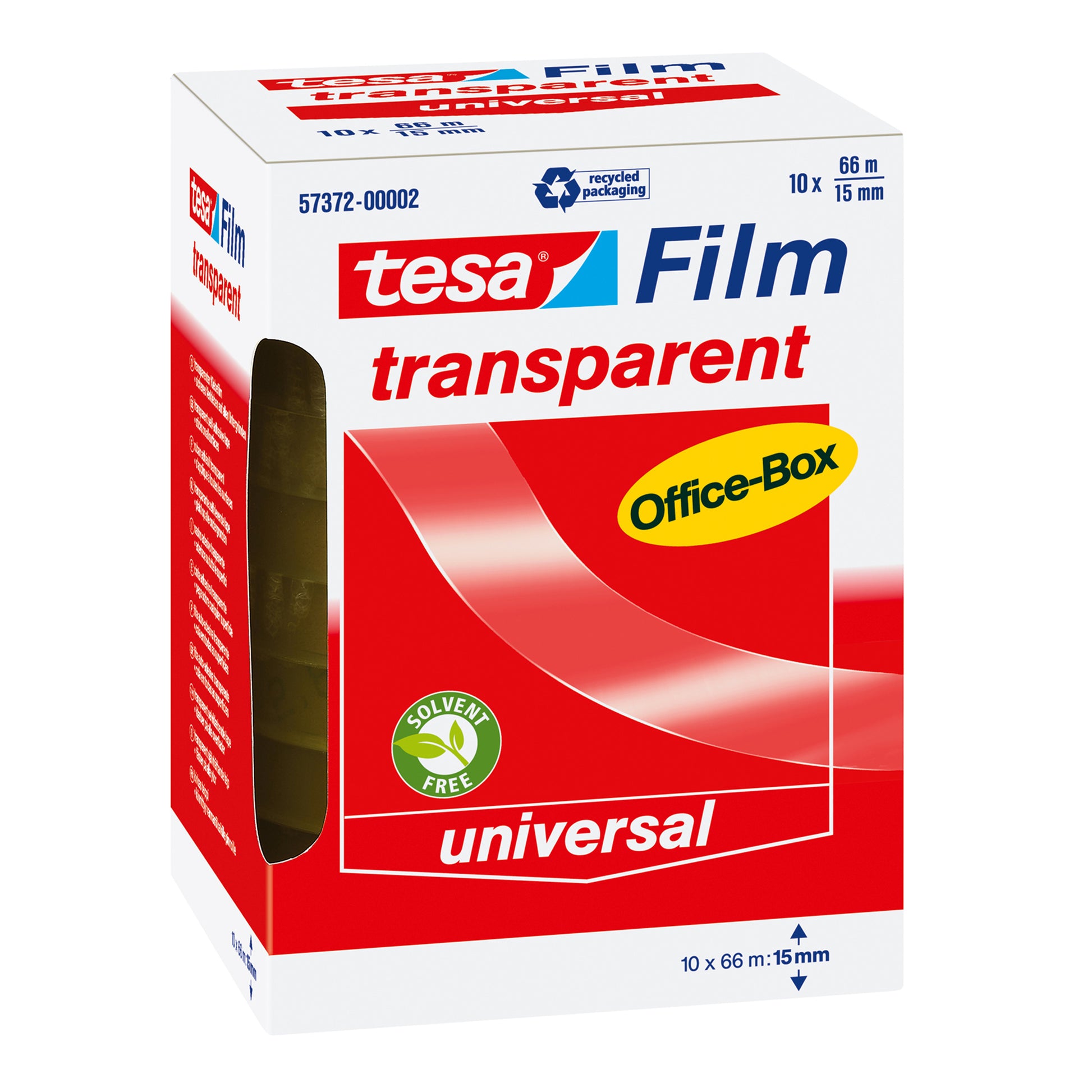 tesafilm Klebefilm klar – 15 mm × 66 m, transparent, PP, 10 Rollen