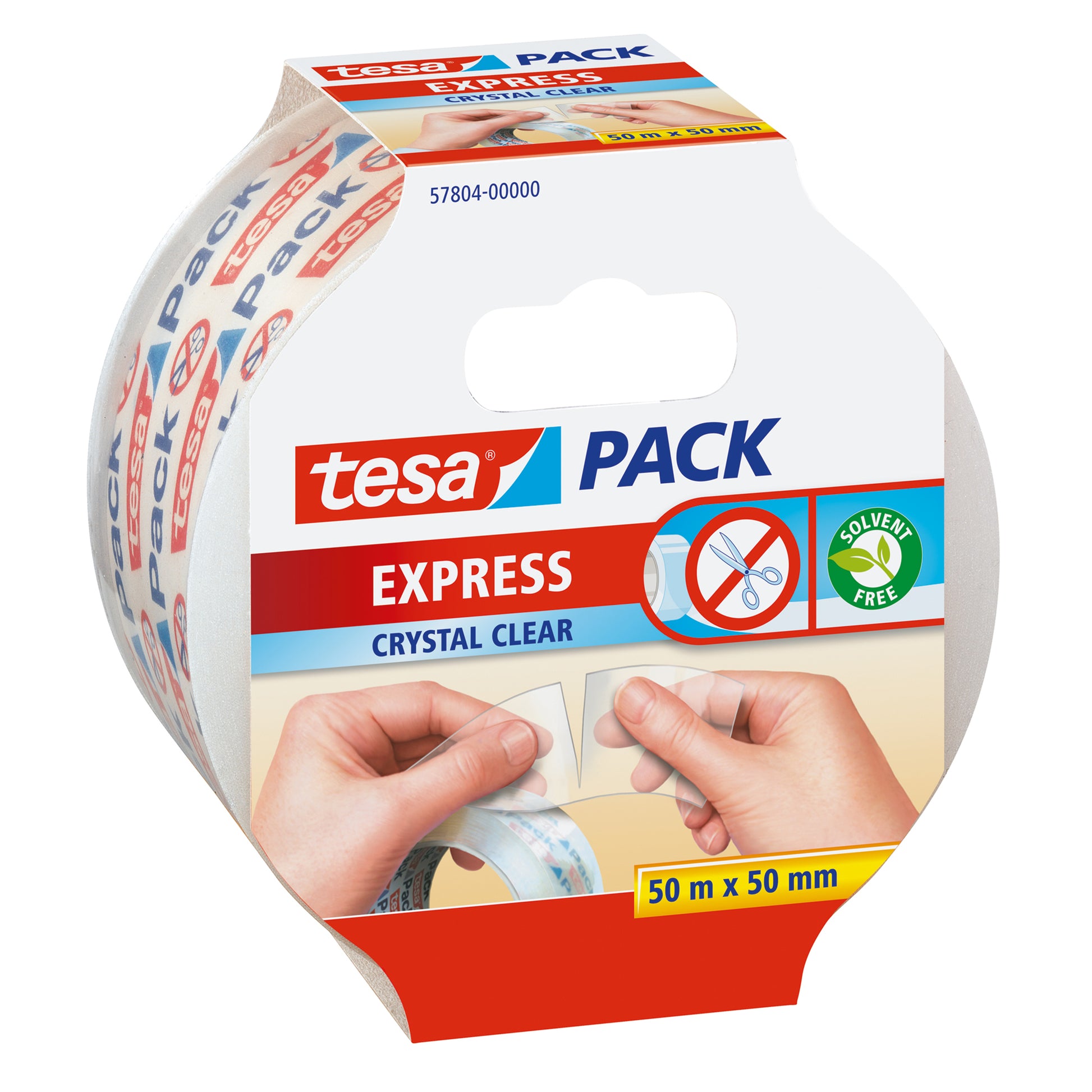 TESA Verpackungsklebeband, PP, transparent, von Hand einreissbar – 50 mm × 50 m