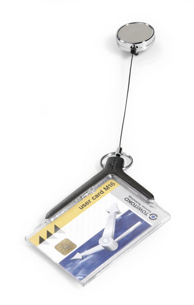 Durable Namensschild mit Jojo – Metallclip – Band 80 cm – Anthrazit – Pack à 10