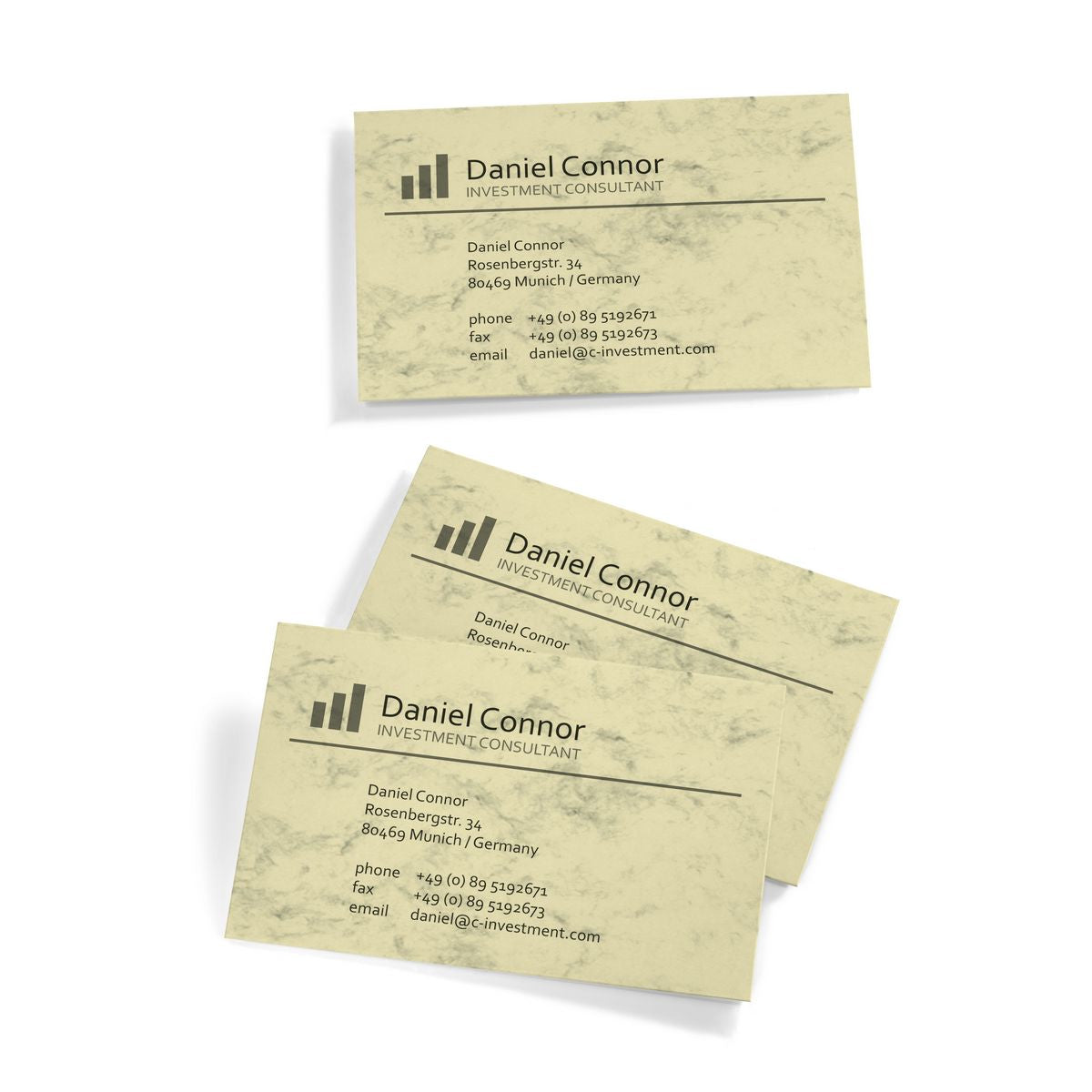 Sigel Visitenkarten, 85 × 55 mm – A4, 10 pro Blatt – 100 Karten – FSC zertifiziert, Marmor beige