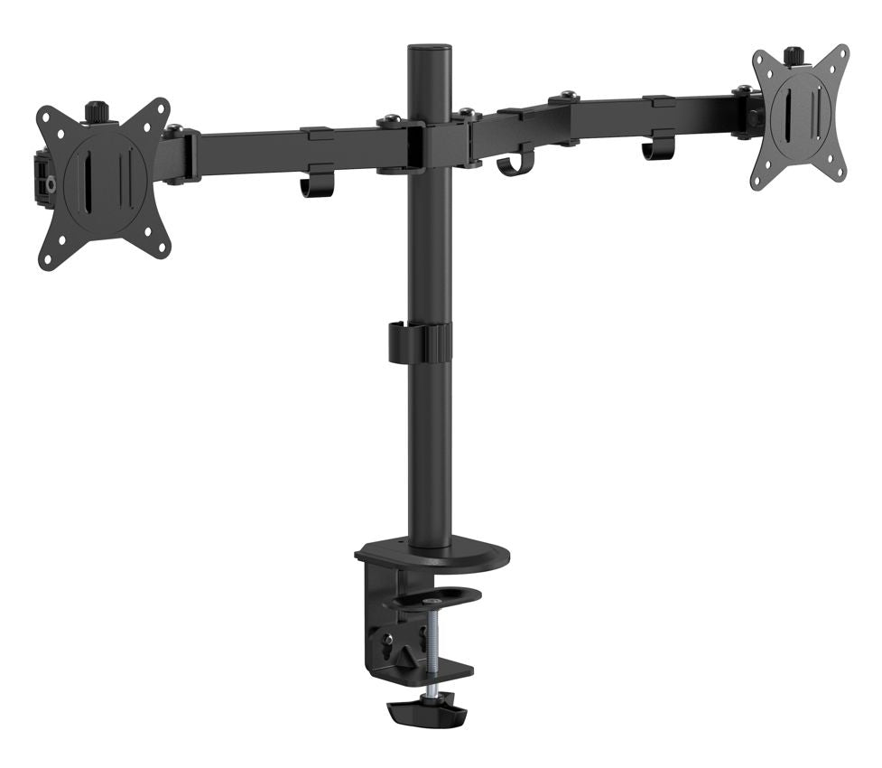 eSTUFF Tischhalterung, Dual, bis 32", VESA 75 × 75/100 × 100 mm, Schnellverschluss