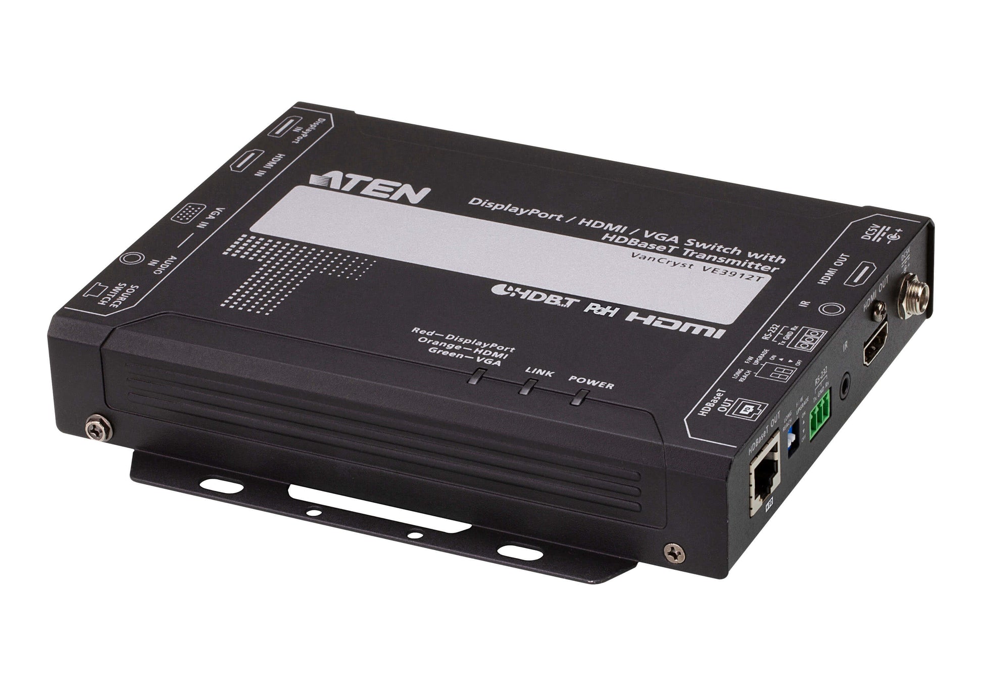 ATEN VE3912T – DP/HDMI/VGA HDBaseT Sender (Switch), 4K@60 Hz, 100 m, PoH, HDCP 2.2, Auto-Switch, RS-232