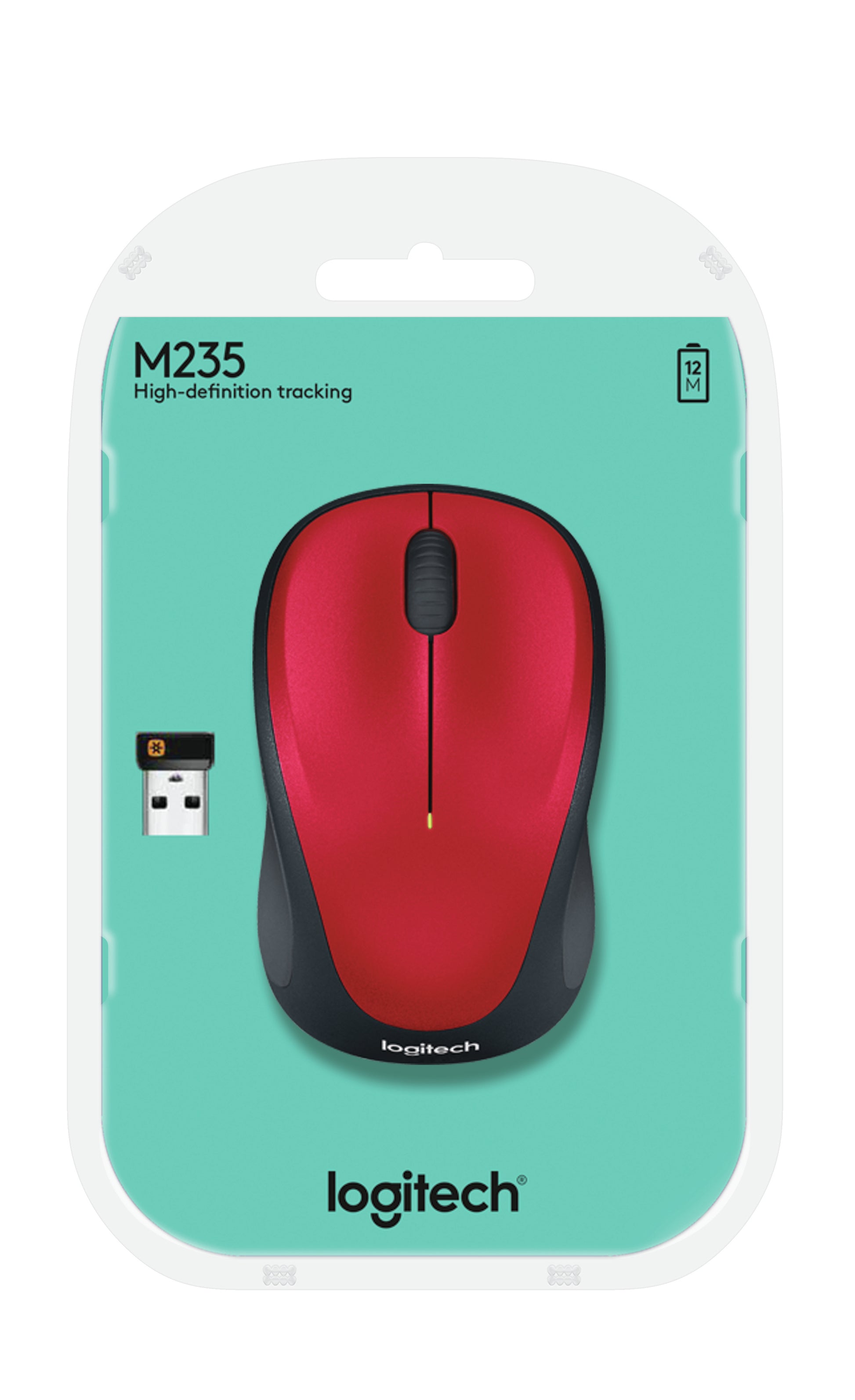 Logitech M235 Maus – Kabellos, USB-A, Rot