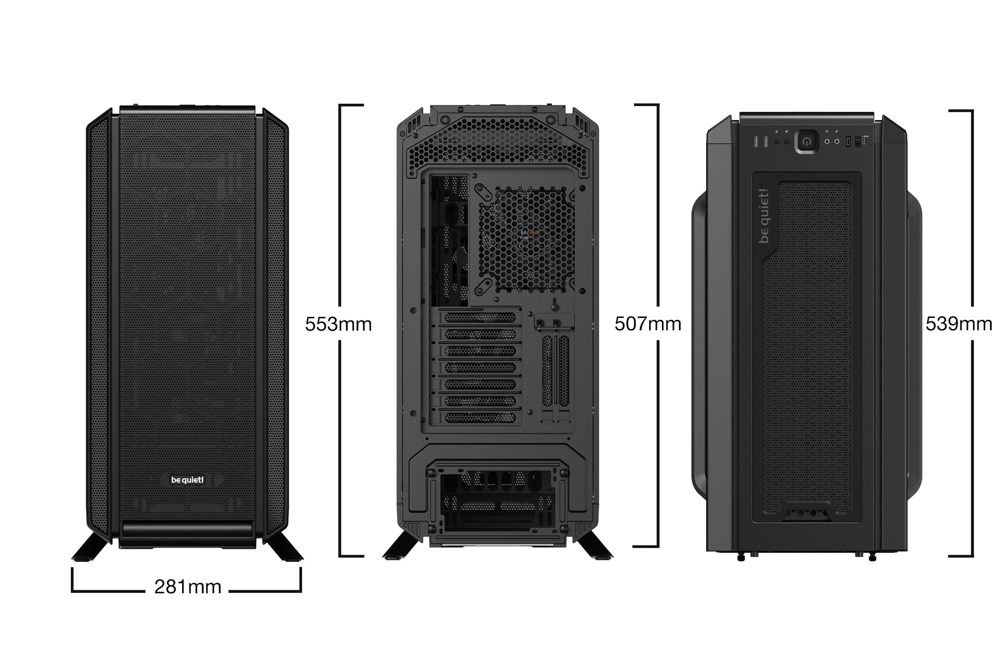 be quiet! be quiet Silent Base 802 – Midi Tower – Schwarz, für ATX, EATX, micro ATX und andere, 2×140 mm, 553×281×539 mm