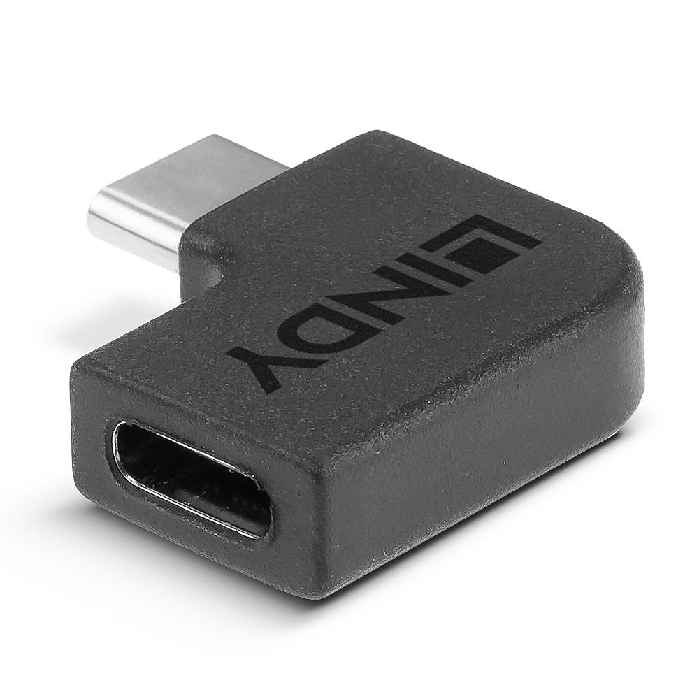 Lindy USB-Adapter USB-C auf USB-C – USB 3.2 Gen 2x2 (20 Gbit/s) – Abgewinkelt – Schwarz