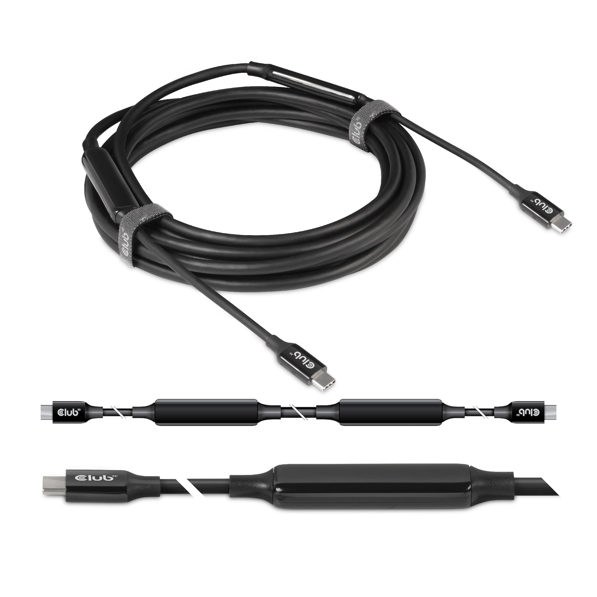 CLUB3D Club 3D – USB-C auf USB-C Kabel – USB 3.2 Gen 2 (10 Gbit/s) – 5 m – PD 60 W – 8K/60 – Aktiv – Schwarz